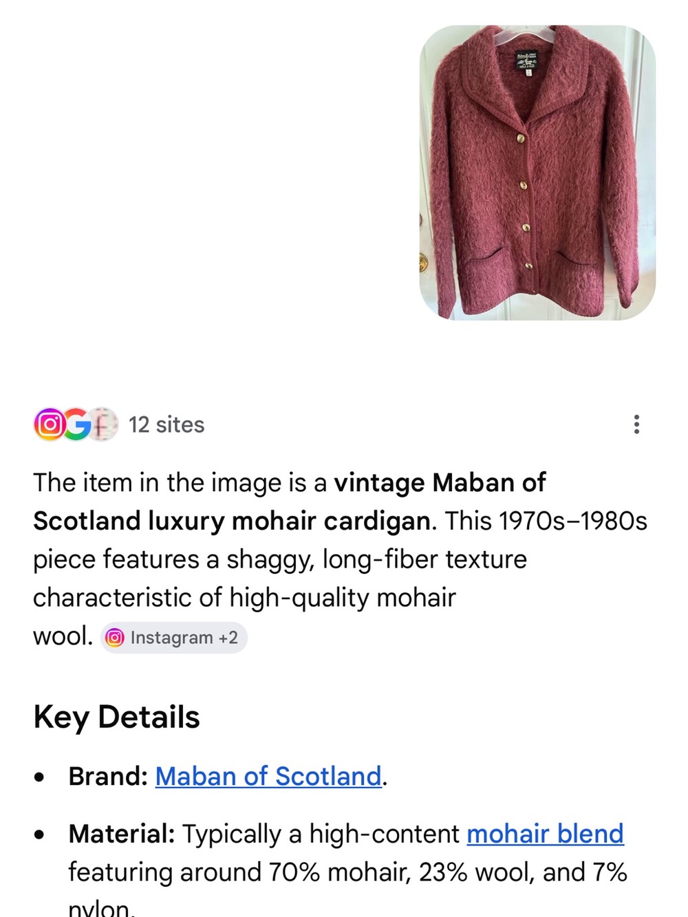 Scotland Luxury Mohair Cardigan SZ 36 Mauve color Excellent vintage piece! - Picture 2 of 7